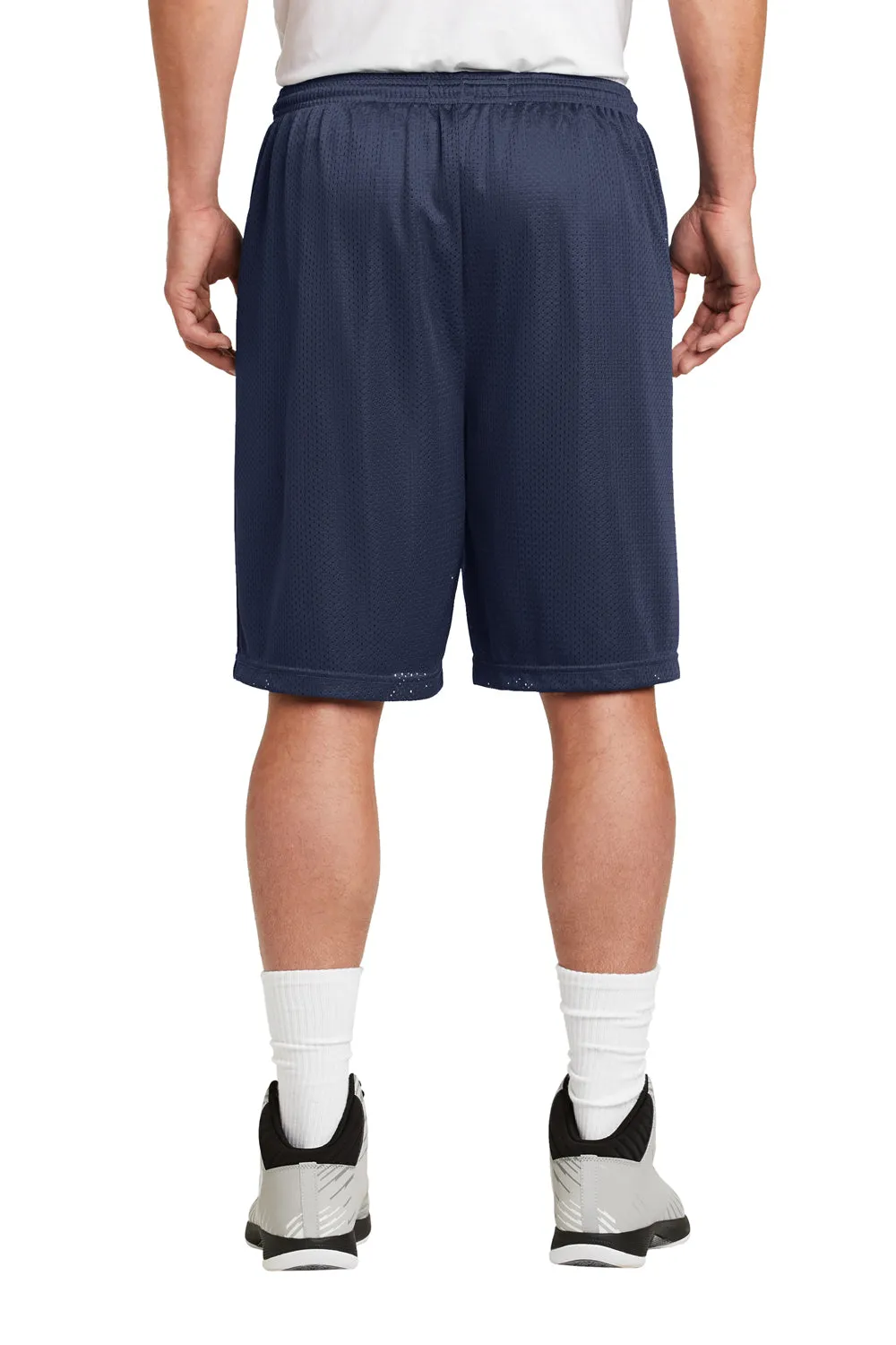 Sport-Tek Mens Moisture Wicking Classic Mesh Long Shorts - True Navy Blue - Closeout