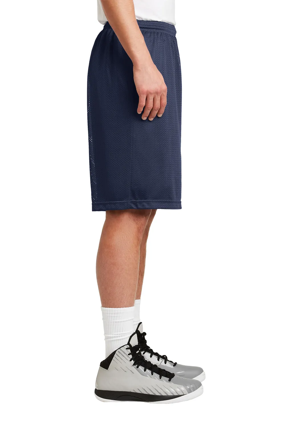 Sport-Tek Mens Moisture Wicking Classic Mesh Long Shorts - True Navy Blue - Closeout