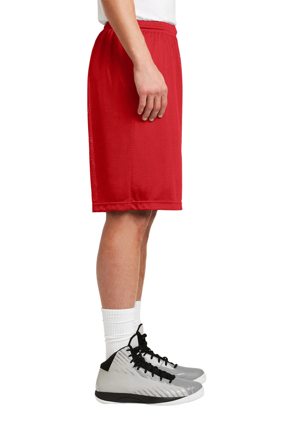 Sport-Tek Mens Moisture Wicking Classic Mesh Long Shorts - True Red - Closeout