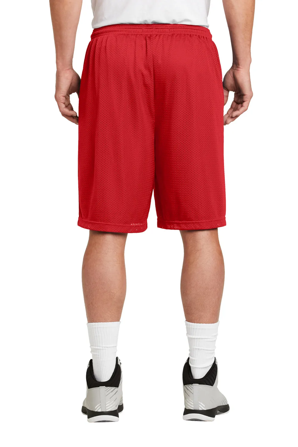 Sport-Tek Mens Moisture Wicking Classic Mesh Long Shorts - True Red - Closeout