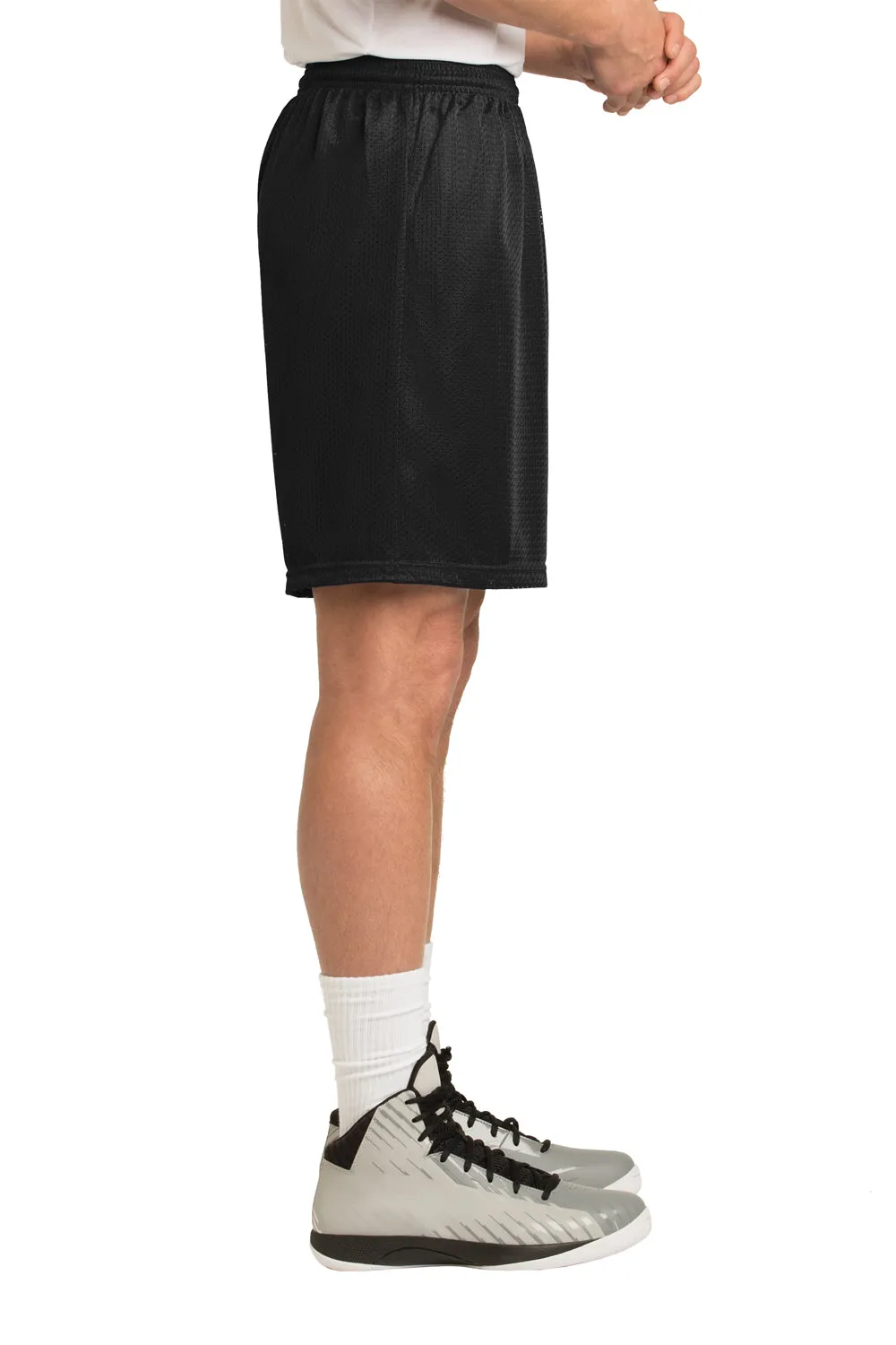 Sport-Tek Mens Moisture Wicking Classic Mesh Shorts - Black - Closeout