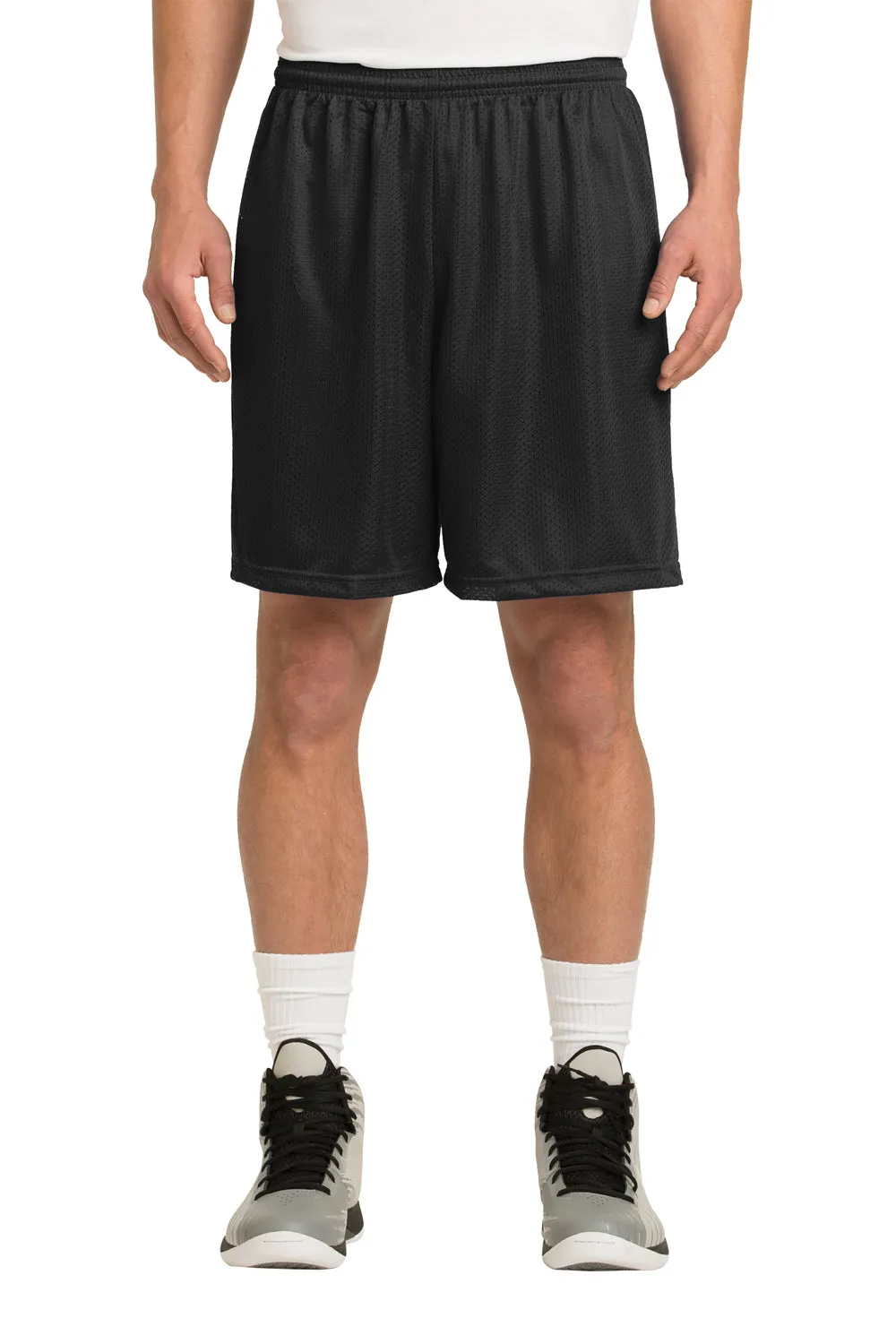Sport-Tek Mens Moisture Wicking Classic Mesh Shorts - Black - Closeout