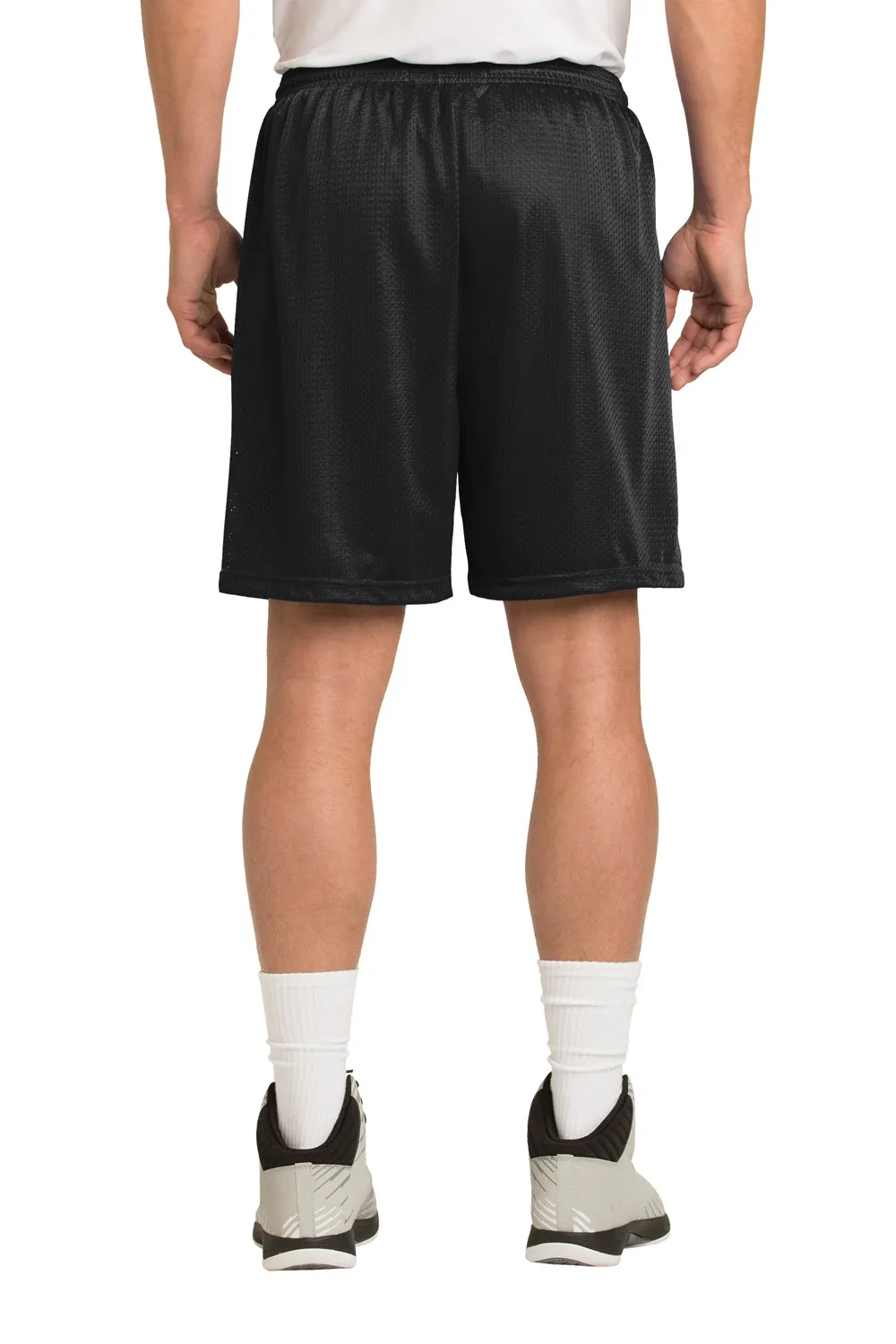 Sport-Tek Mens Moisture Wicking Classic Mesh Shorts - Black - Closeout