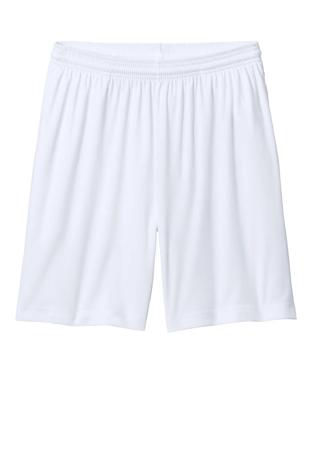 Sport-Tek Mens Moisture Wicking Competitor Athletic Shorts w/ Pockets - White