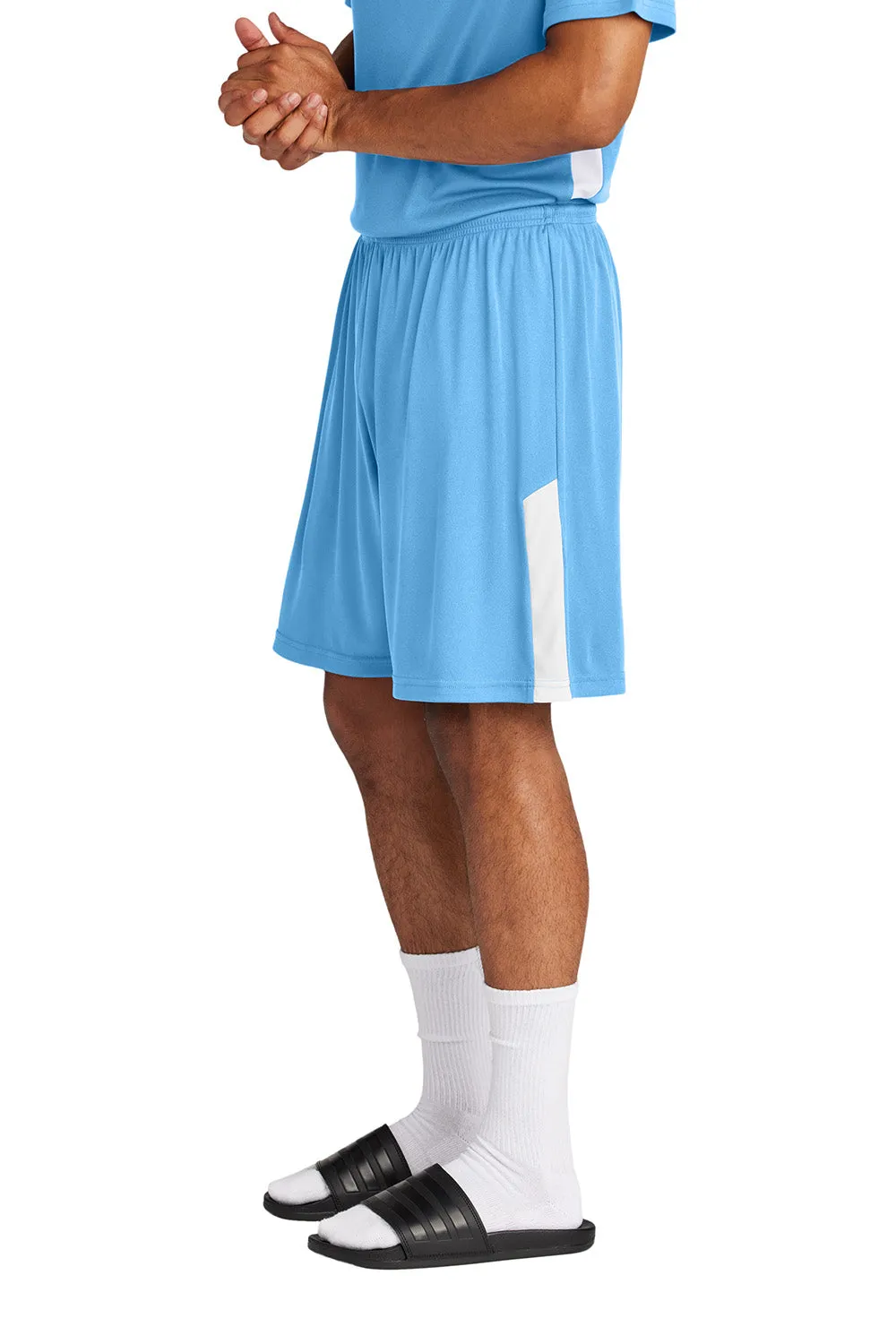 Sport-Tek Mens Moisture Wicking Competitor United Athletic Shorts - Carolina Blue/White