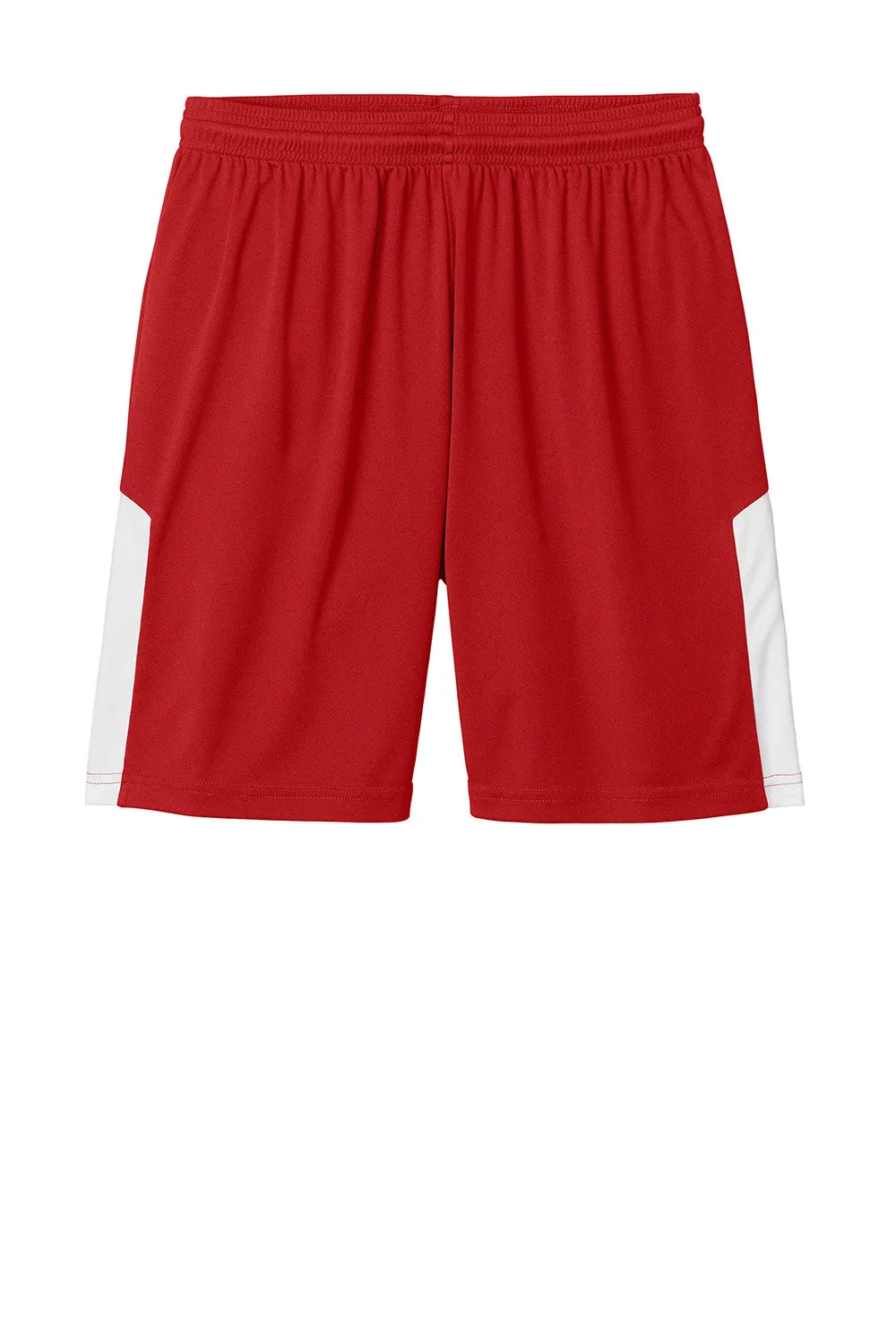 Sport-Tek Mens Moisture Wicking Competitor United Athletic Shorts - Deep Red/White