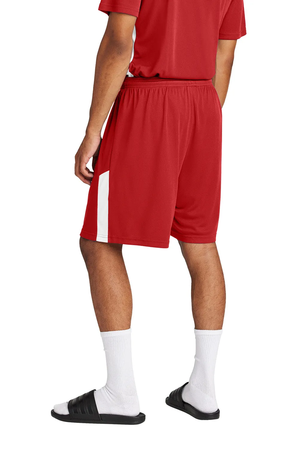 Sport-Tek Mens Moisture Wicking Competitor United Athletic Shorts - Deep Red/White