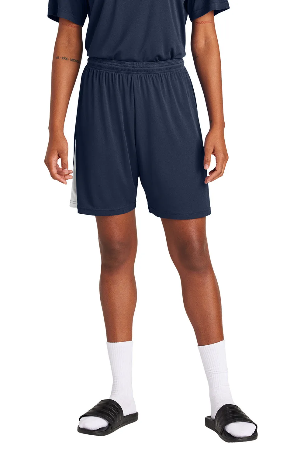 Sport-Tek Mens Moisture Wicking Competitor United Athletic Shorts - True Navy Blue/White