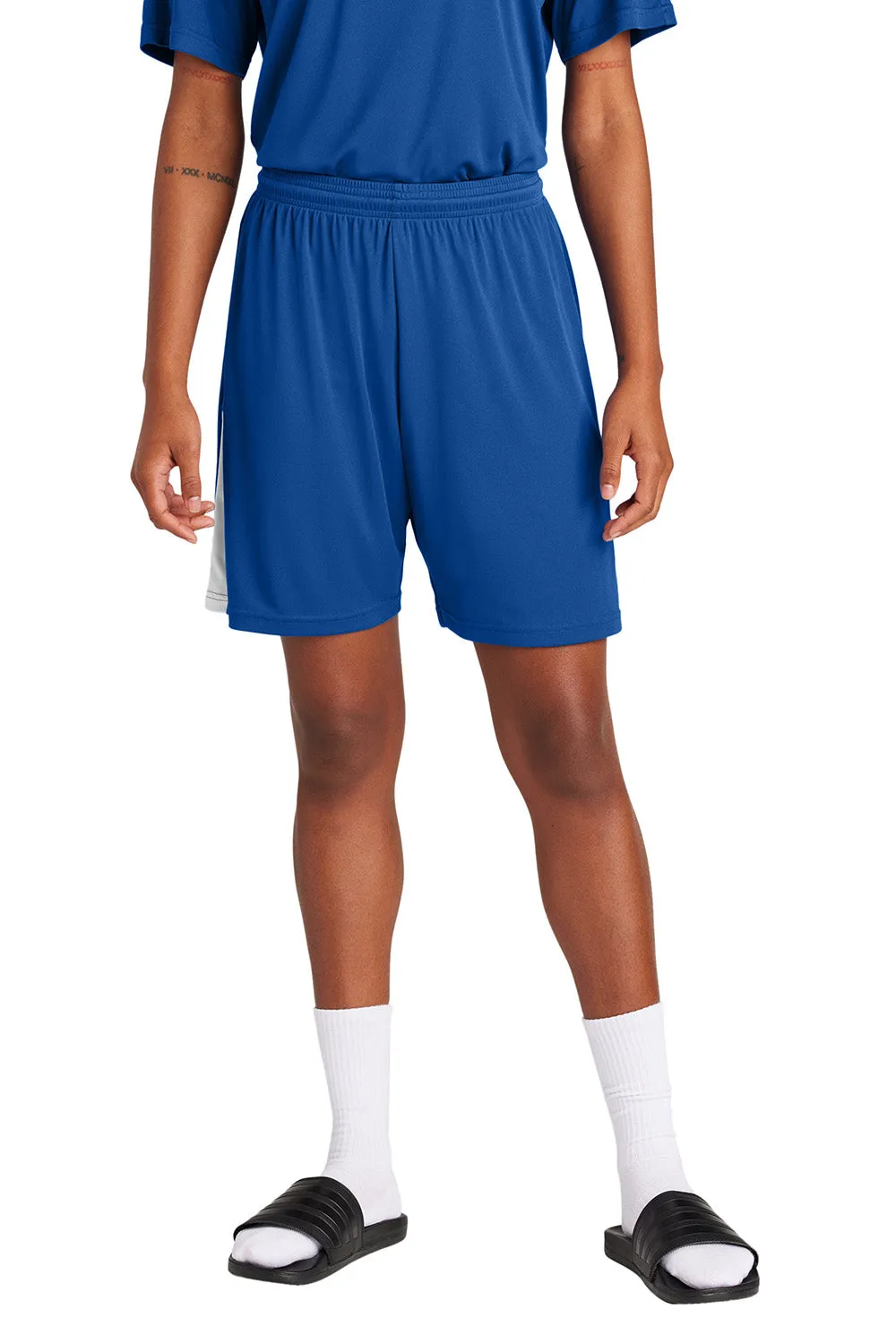 Sport-Tek Mens Moisture Wicking Competitor United Athletic Shorts - True Royal Blue/White