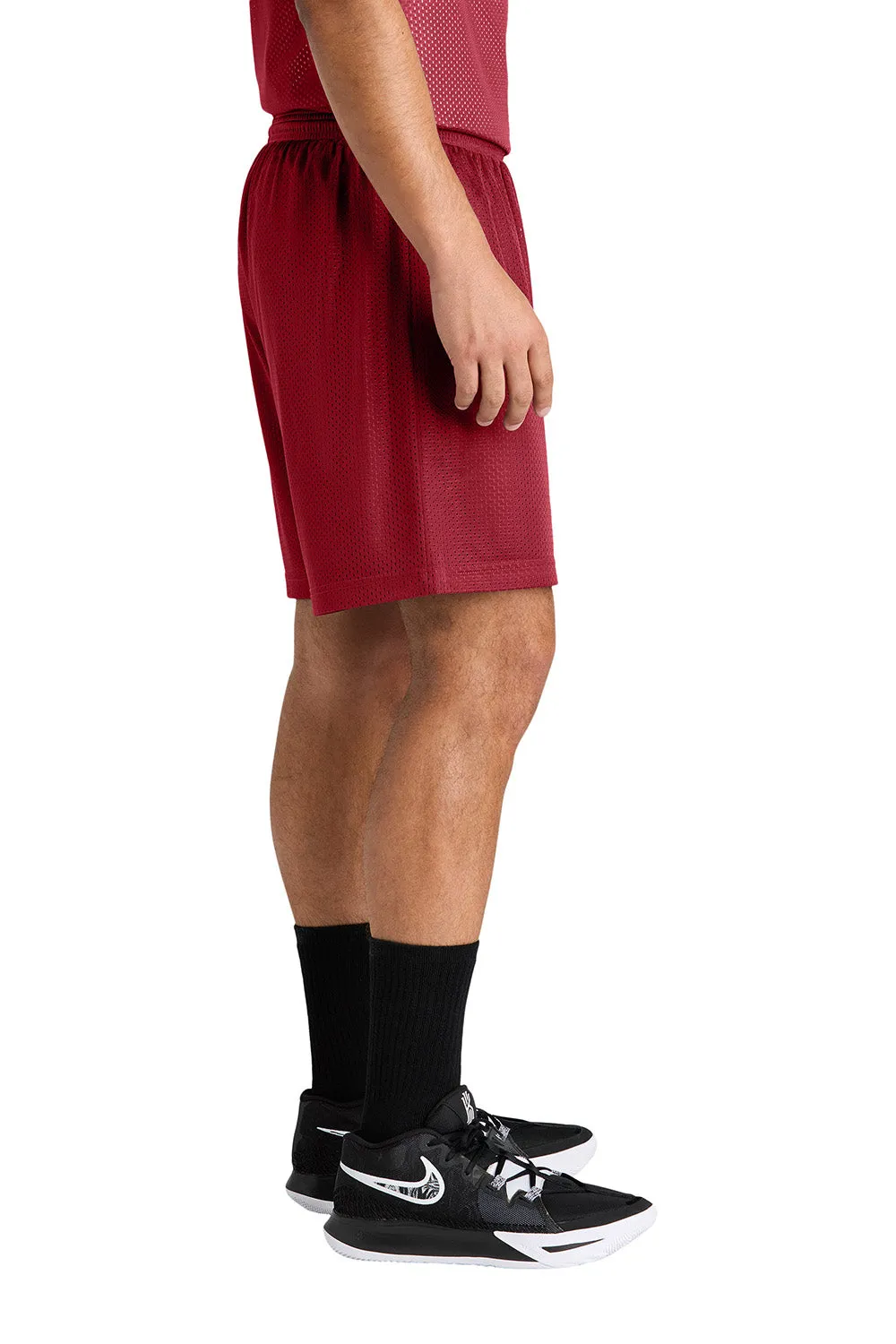 Sport-Tek Mens Moisture Wicking Mesh Athletic Shorts - Deep Red