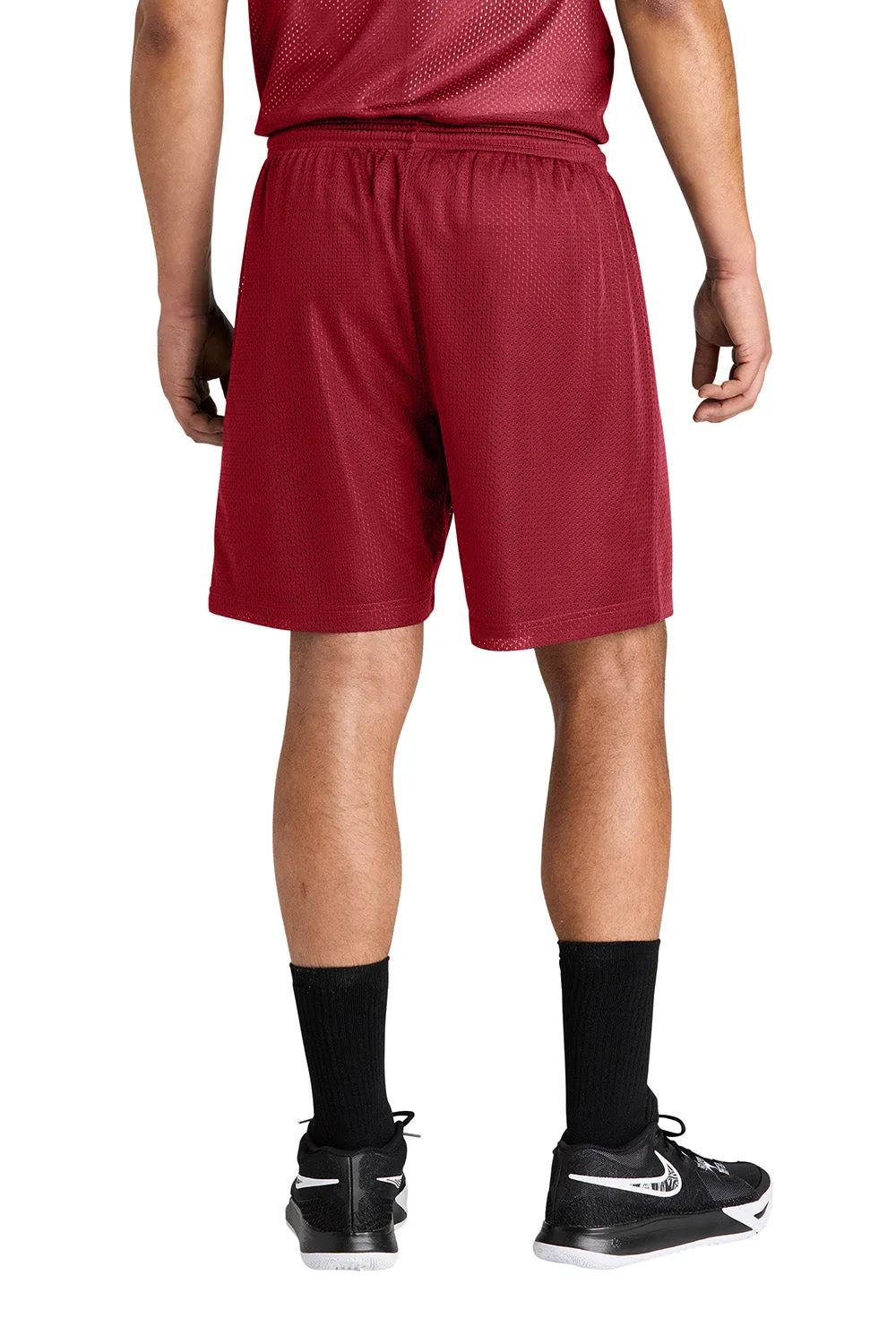 Sport-Tek Mens Moisture Wicking Mesh Athletic Shorts - Deep Red