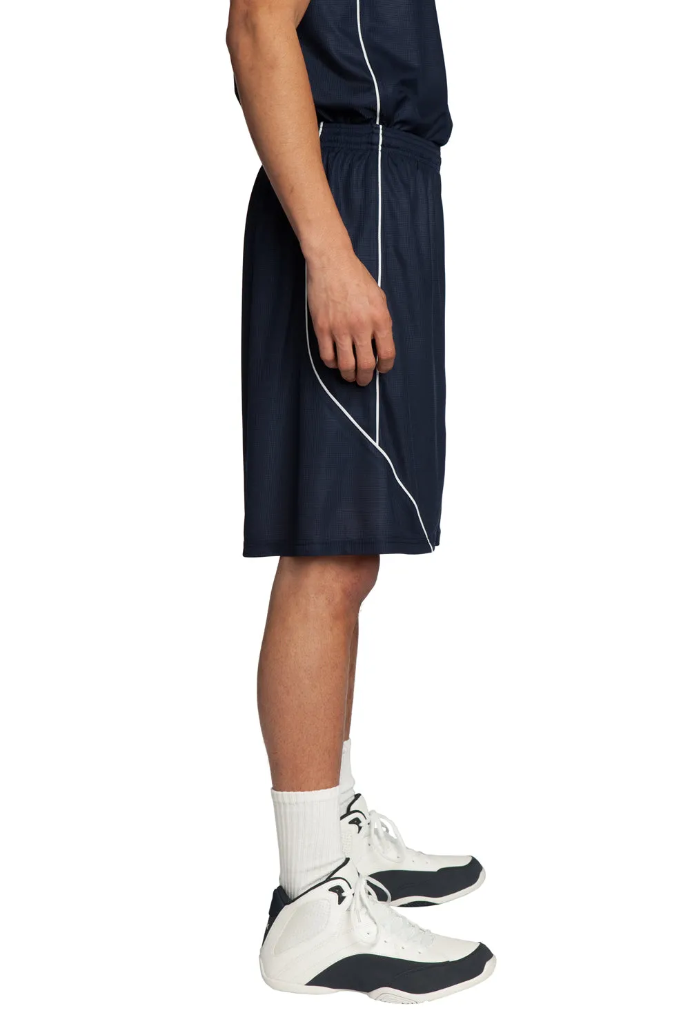 Sport-Tek Mens Moisture Wicking Mesh Reversible Spliced Shorts - True Navy Blue - Closeout