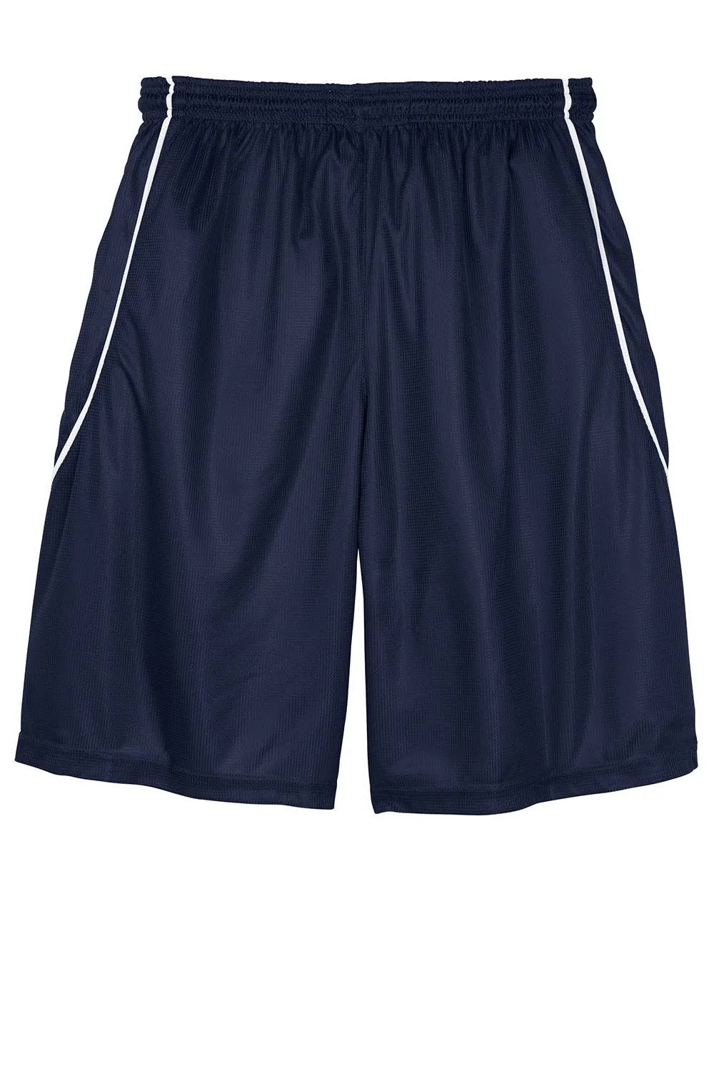 Sport-Tek Mens Moisture Wicking Mesh Reversible Spliced Shorts - True Navy Blue - Closeout