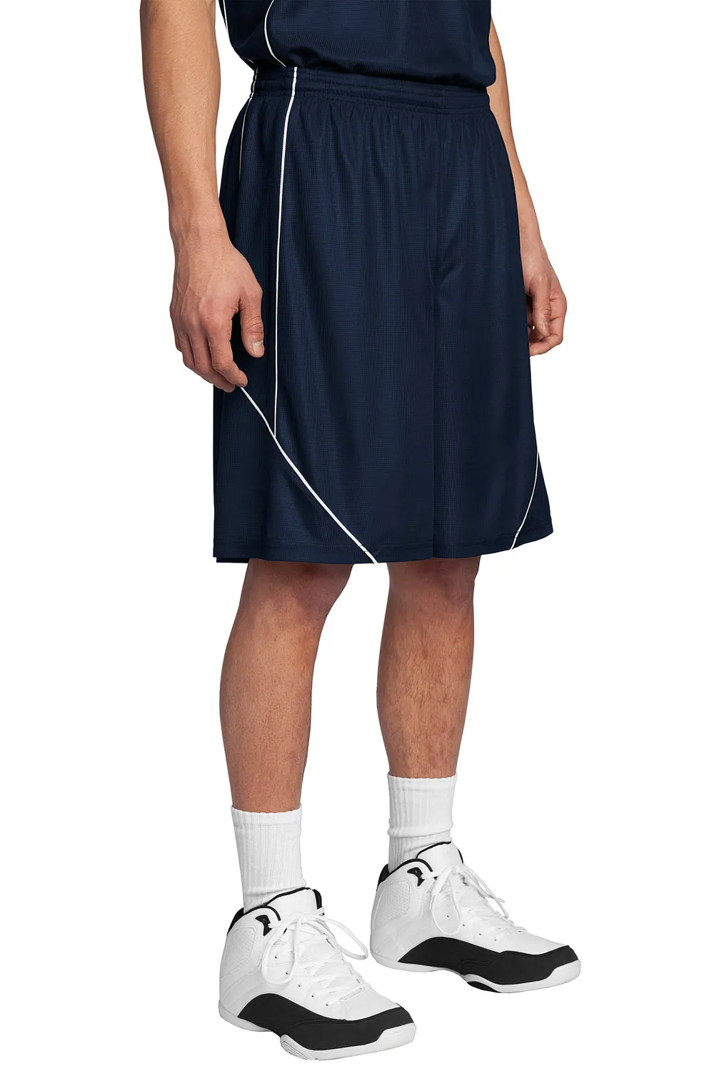 Sport-Tek Mens Moisture Wicking Mesh Reversible Spliced Shorts - True Navy Blue - Closeout