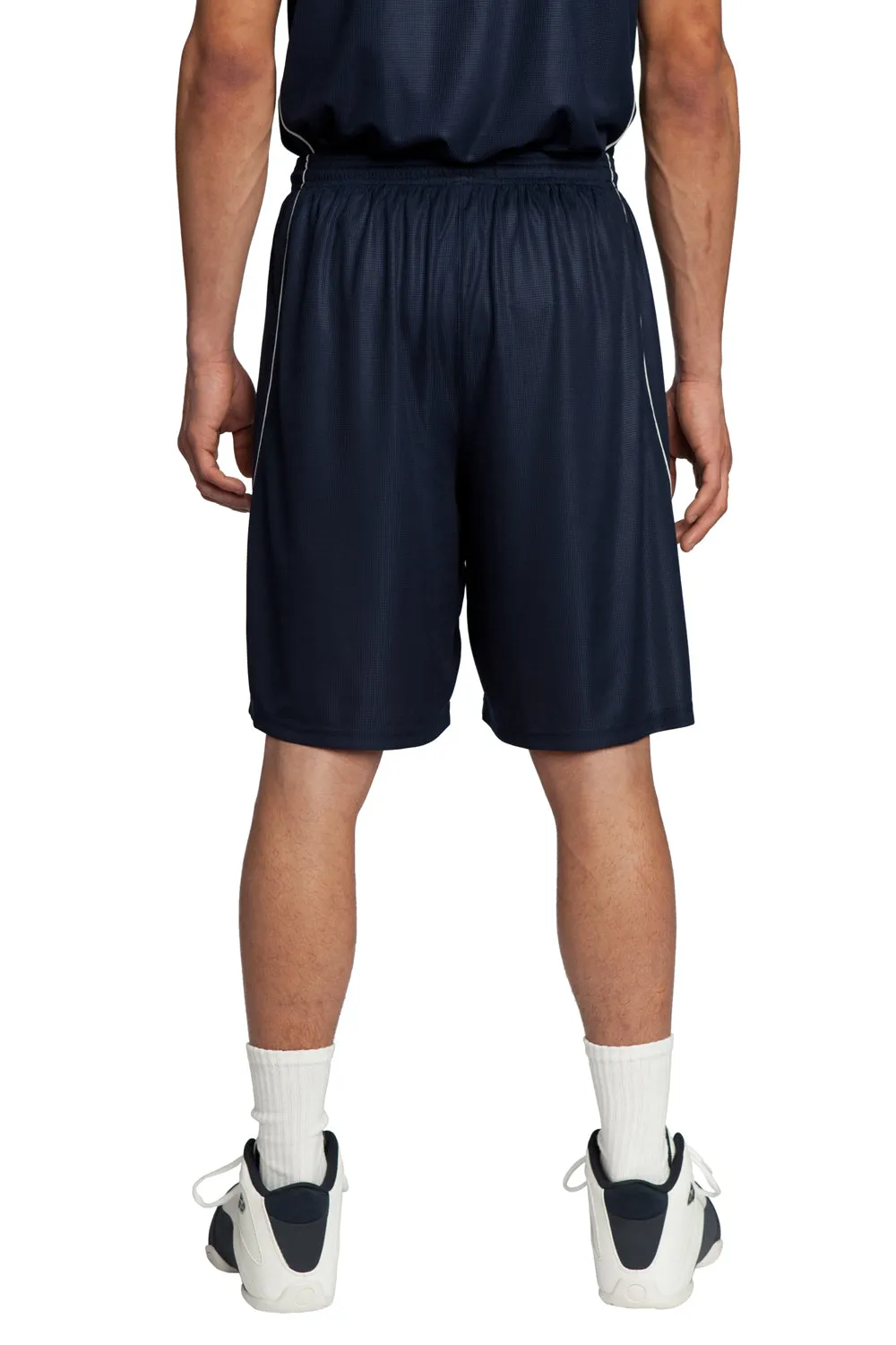 Sport-Tek Mens Moisture Wicking Mesh Reversible Spliced Shorts - True Navy Blue - Closeout