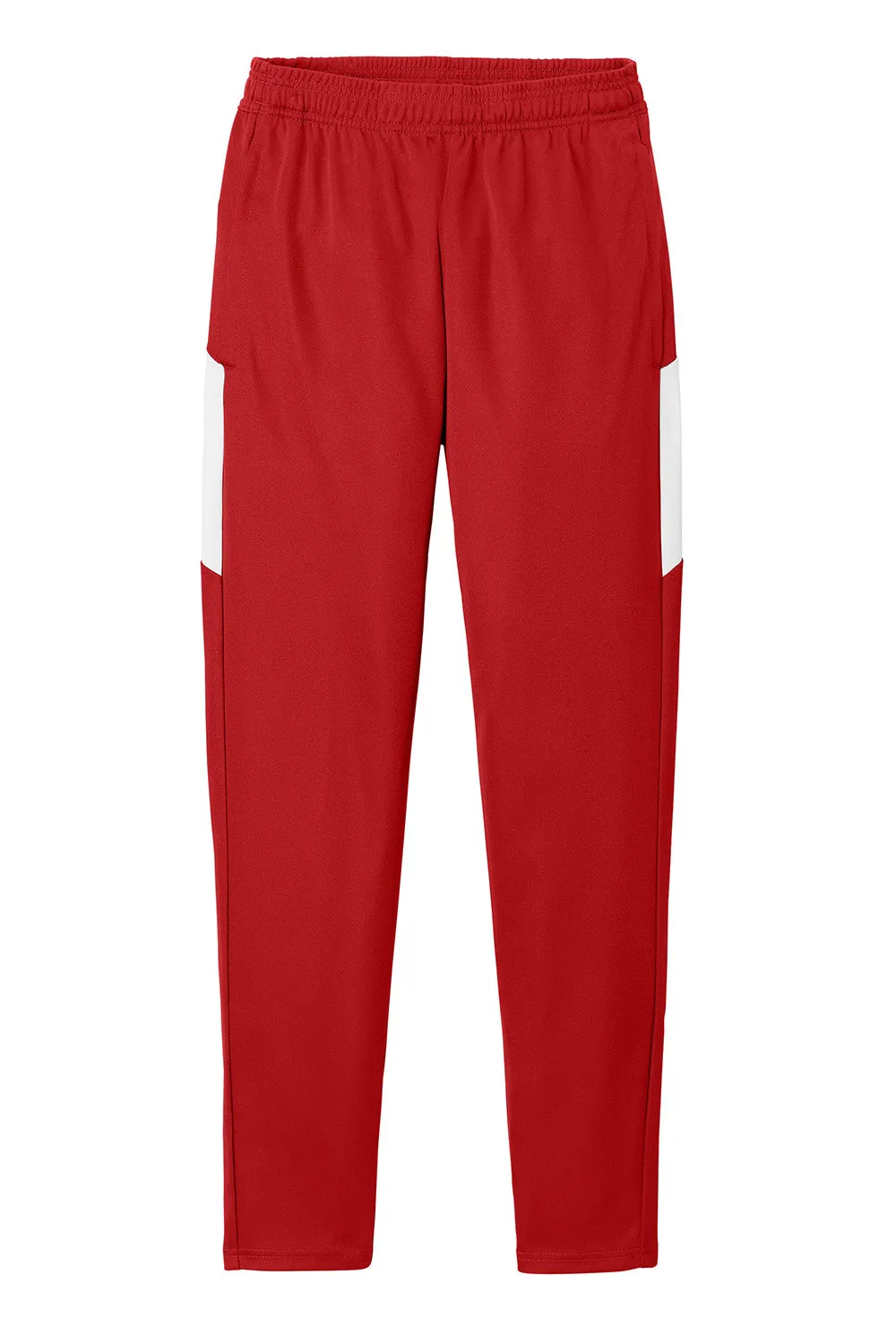Sport-Tek Mens Moisture Wicking Travel Pants w/ Pockets - Deep Red/White