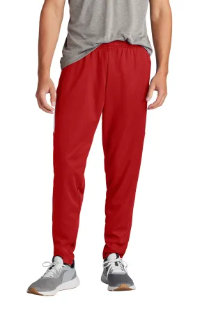 Sport-Tek Mens Moisture Wicking Travel Pants w/ Pockets - Deep Red/White