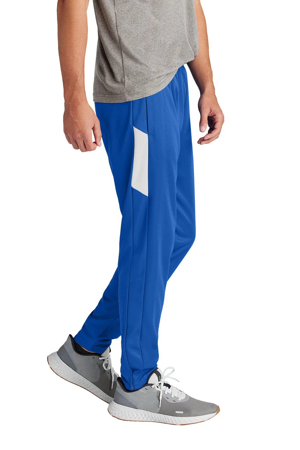 Sport-Tek Mens Moisture Wicking Travel Pants w/ Pockets - True Royal Blue/White