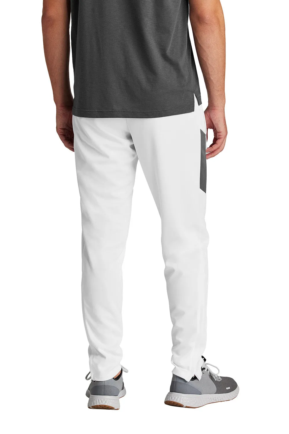 Sport-Tek Mens Moisture Wicking Travel Pants w/ Pockets - White/Iron Grey
