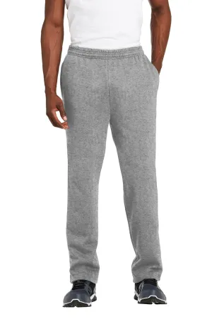 Sport-Tek Mens Open Bottom Sweatpants w/ Pockets - Heather Vintage Grey