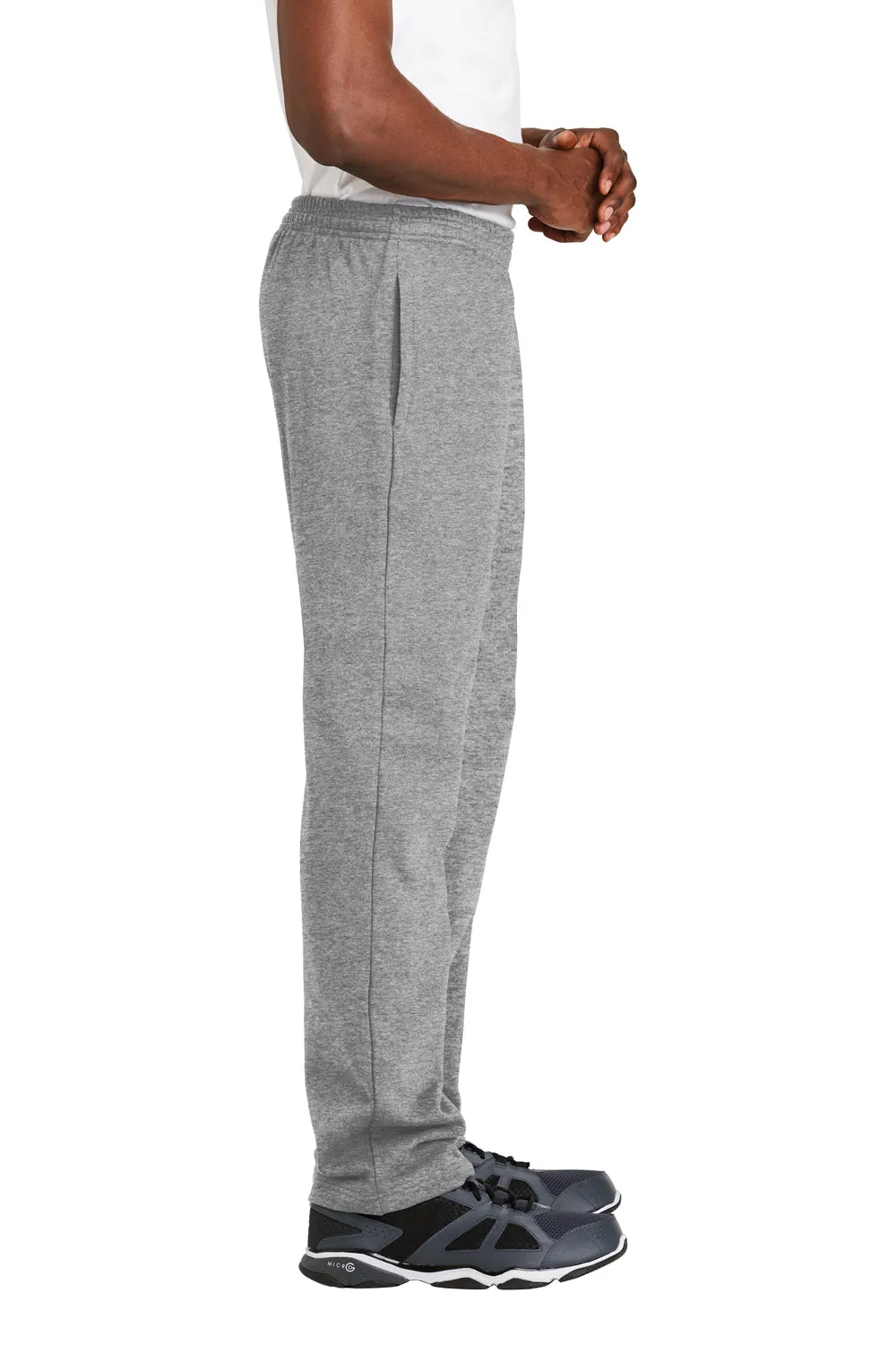 Sport-Tek Mens Open Bottom Sweatpants w/ Pockets - Heather Vintage Grey