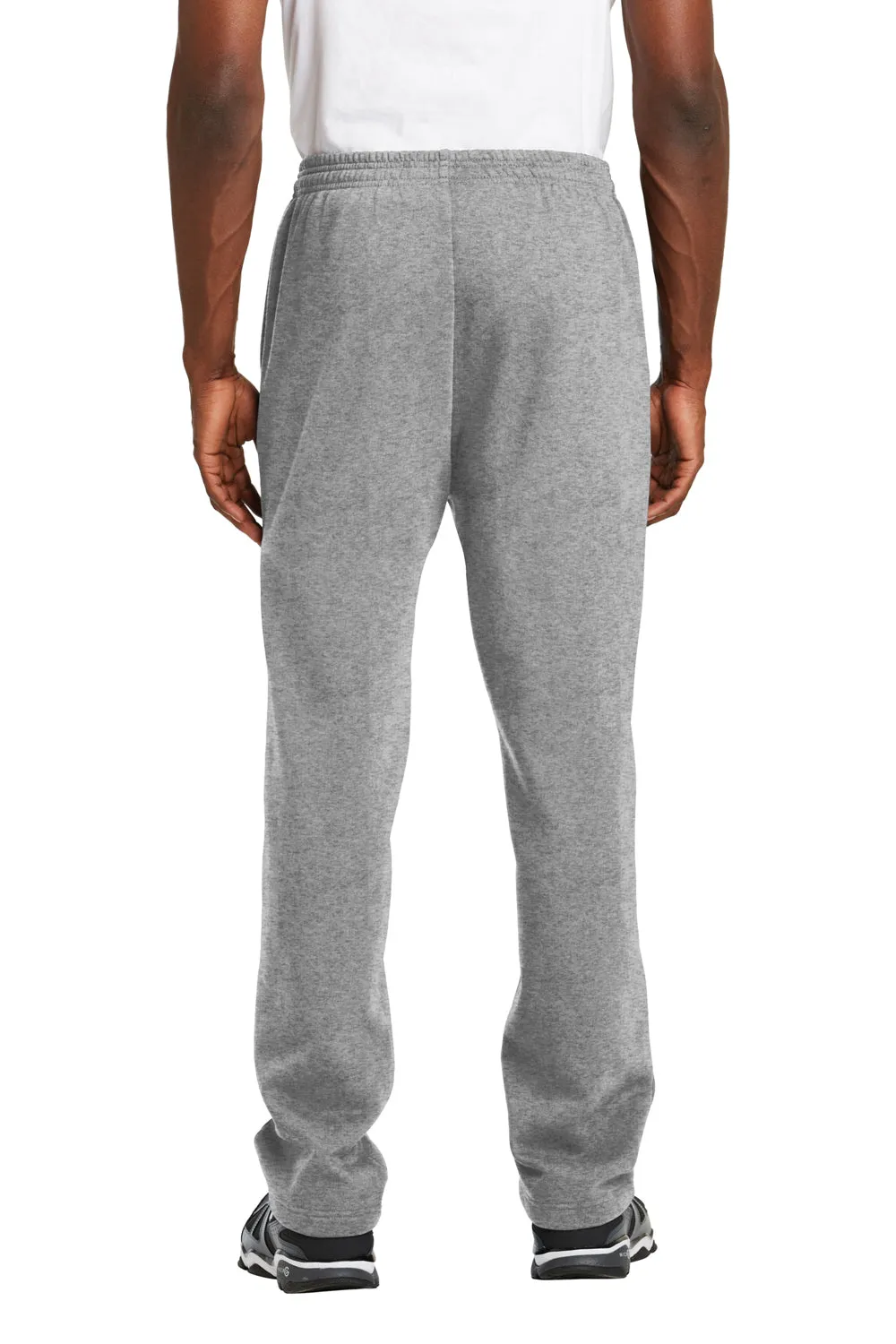 Sport-Tek Mens Open Bottom Sweatpants w/ Pockets - Heather Vintage Grey
