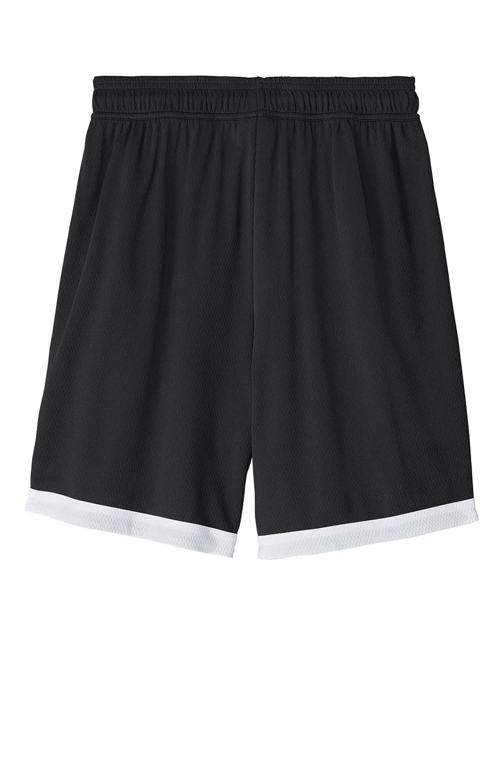 Sport-Tek Mens Rival Moisture Wicking Basketball Shorts - Black/White