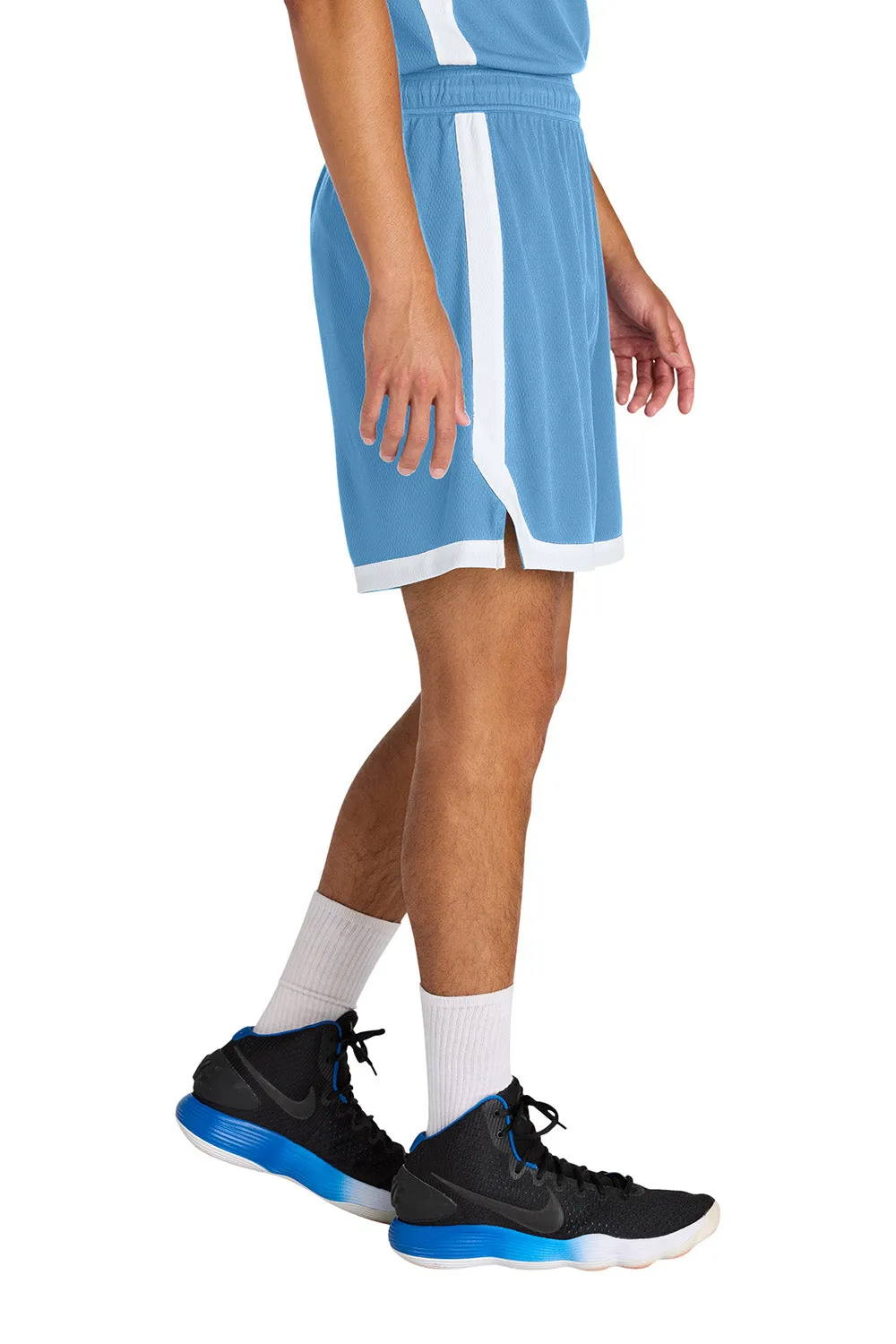 Sport-Tek Mens Rival Moisture Wicking Basketball Shorts - Carolina Blue/White