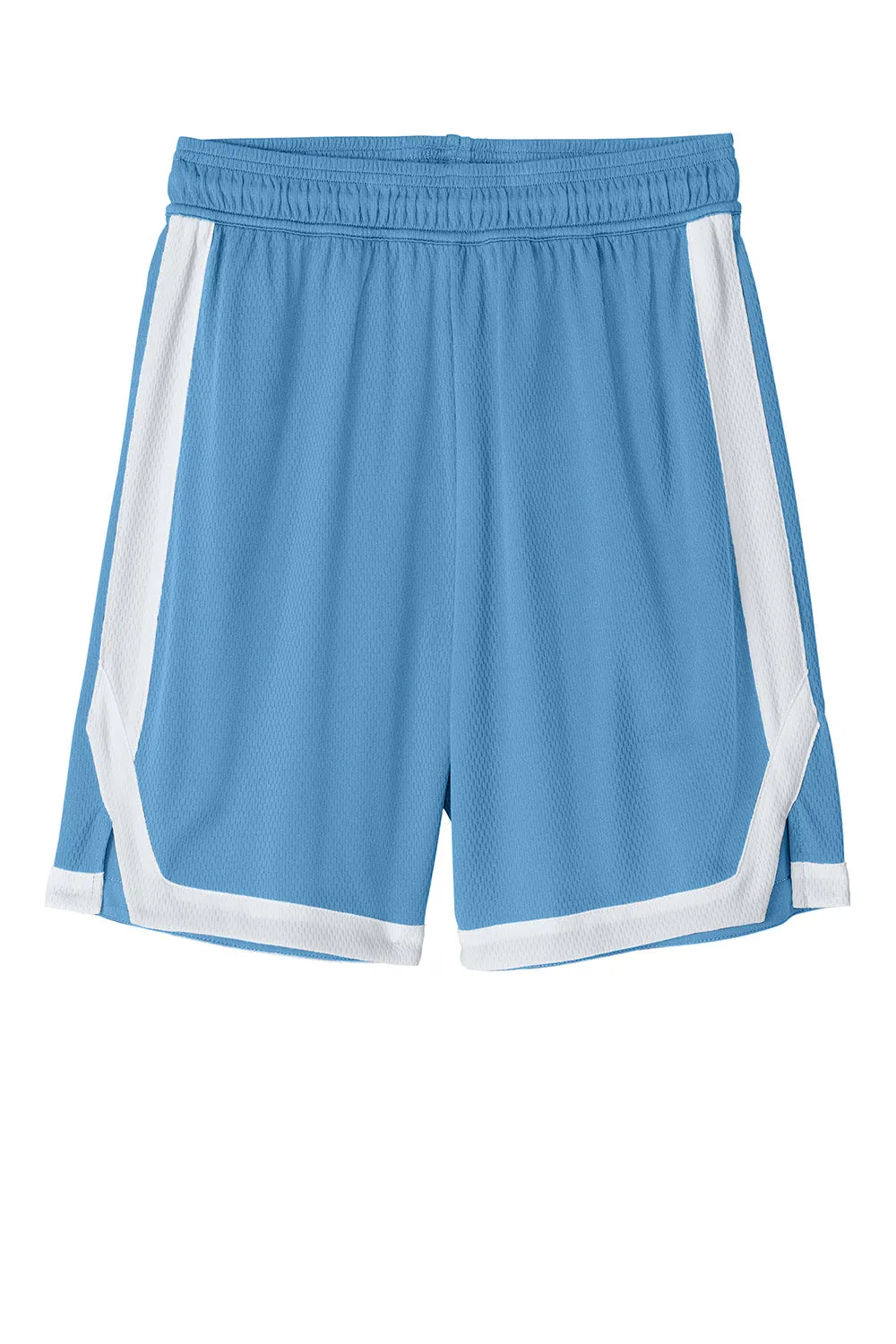 Sport-Tek Mens Rival Moisture Wicking Basketball Shorts - Carolina Blue/White