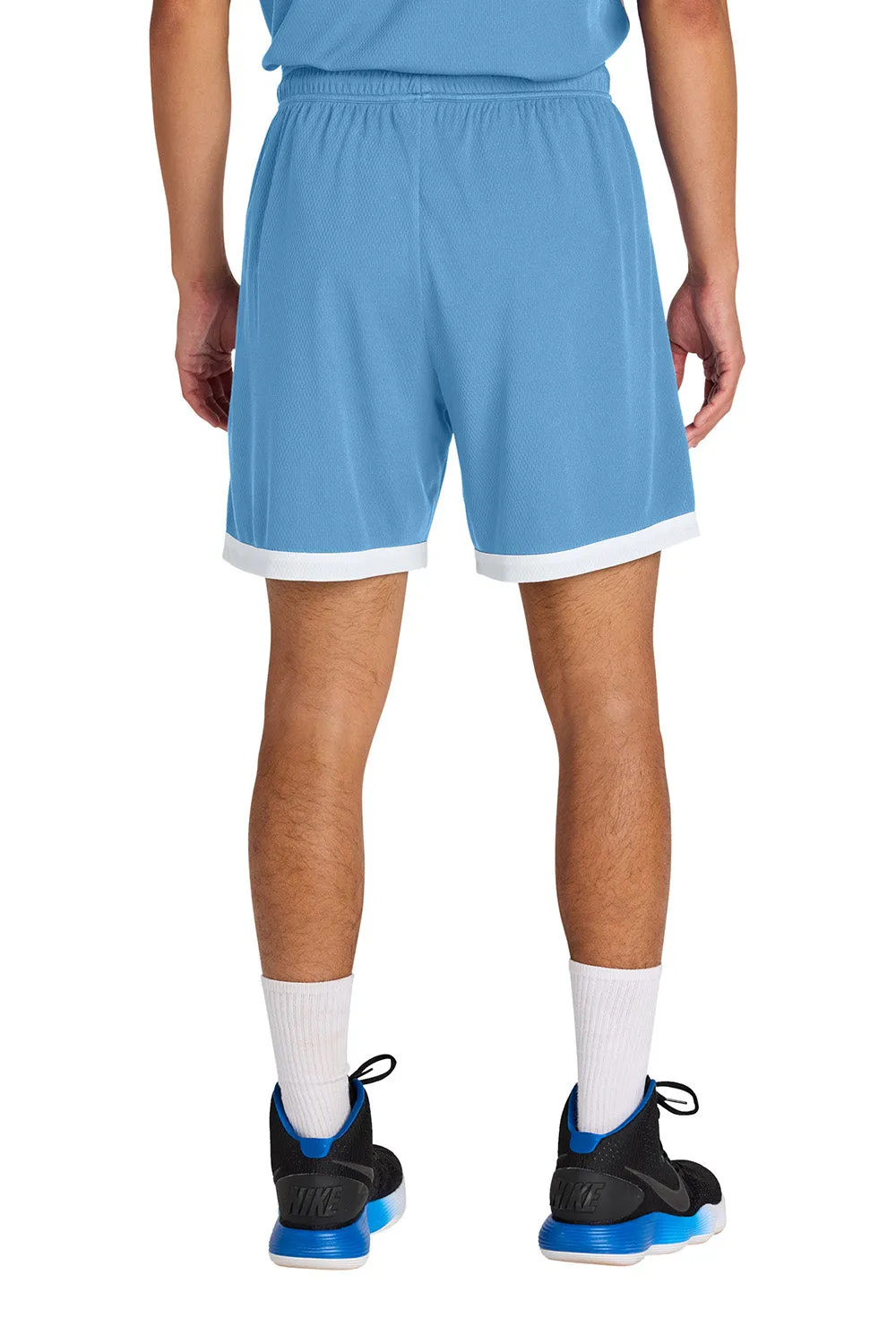 Sport-Tek Mens Rival Moisture Wicking Basketball Shorts - Carolina Blue/White