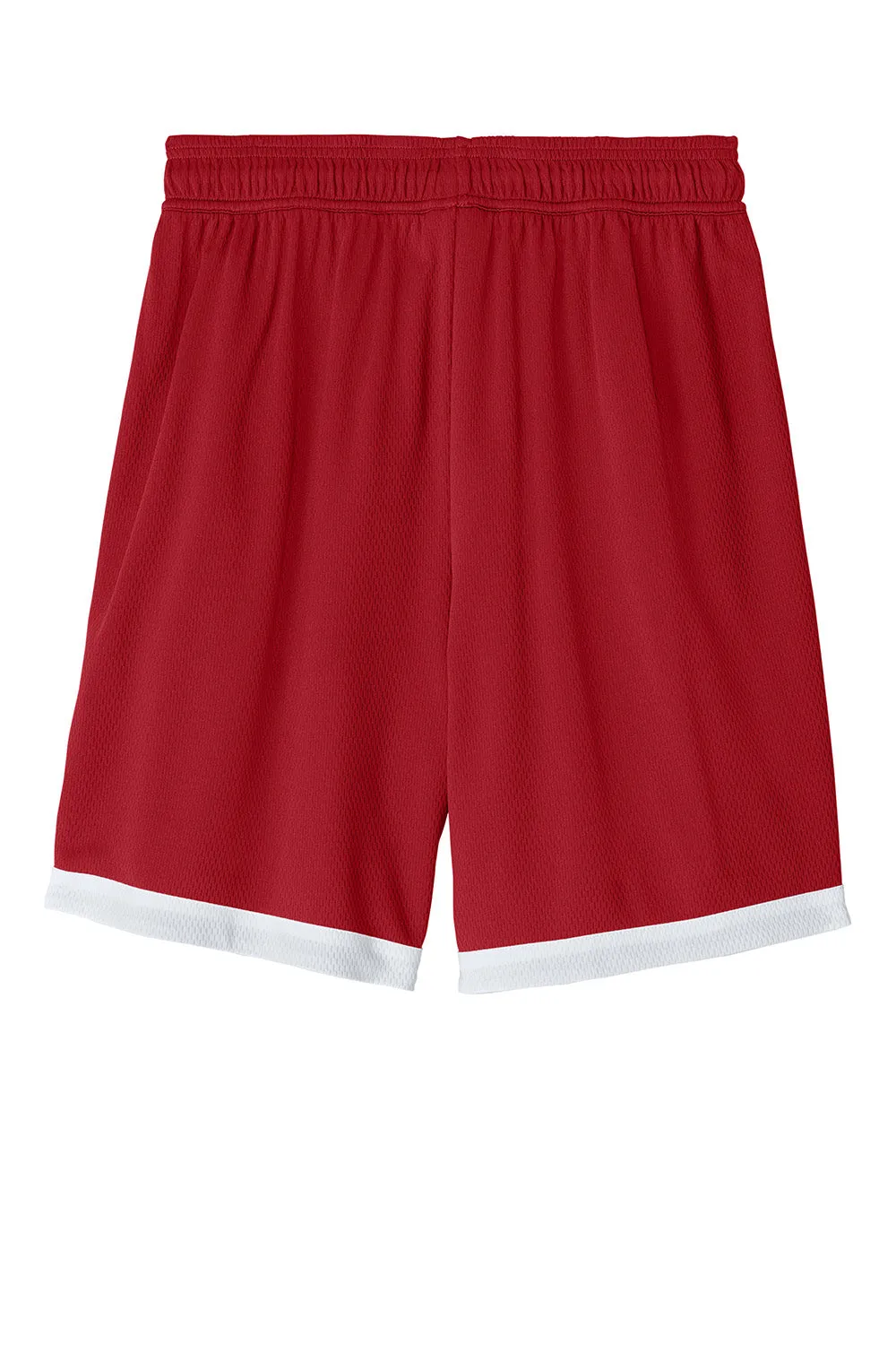 Sport-Tek Mens Rival Moisture Wicking Basketball Shorts - Deep Red/White