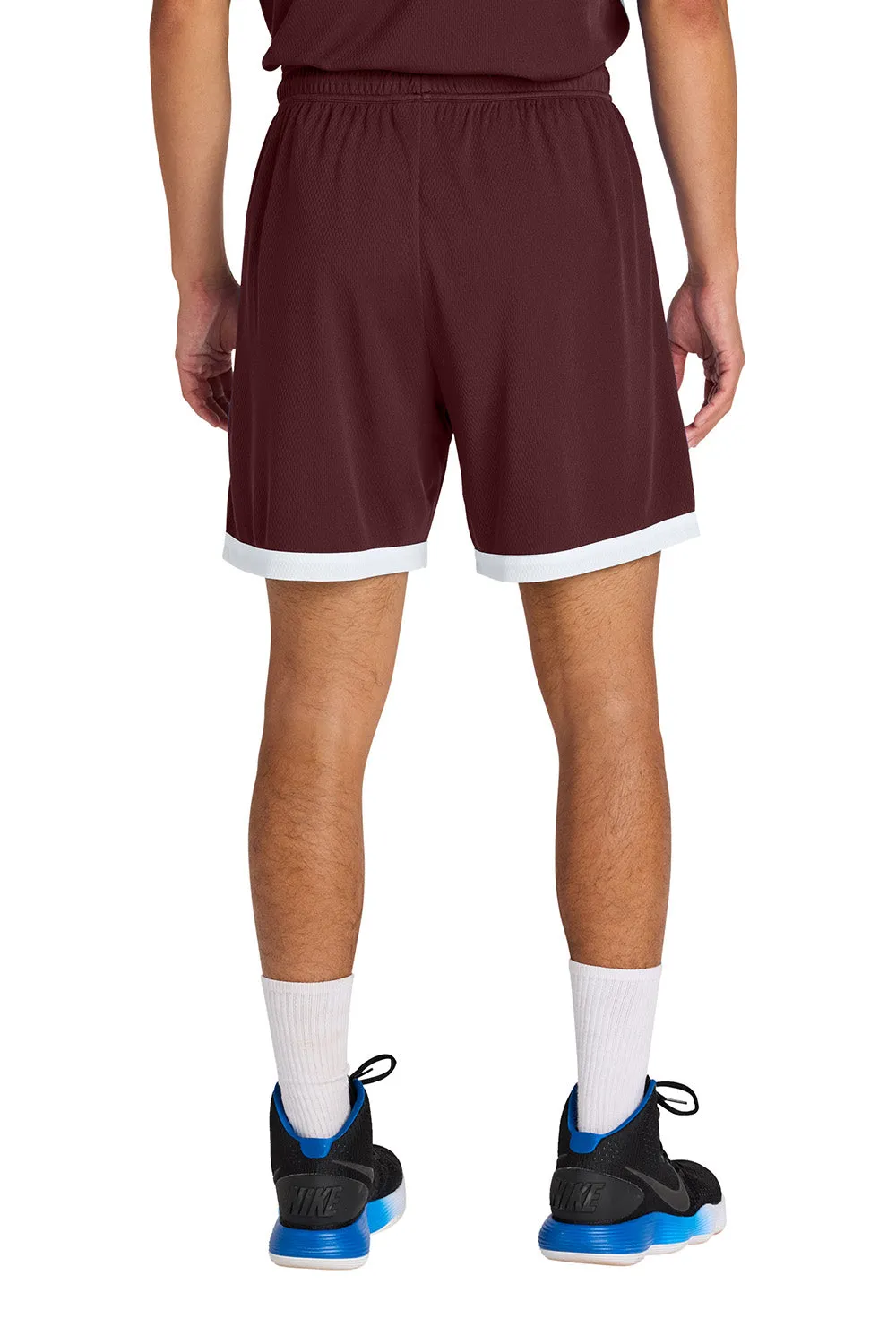 Sport-Tek Mens Rival Moisture Wicking Basketball Shorts - Maroon/White