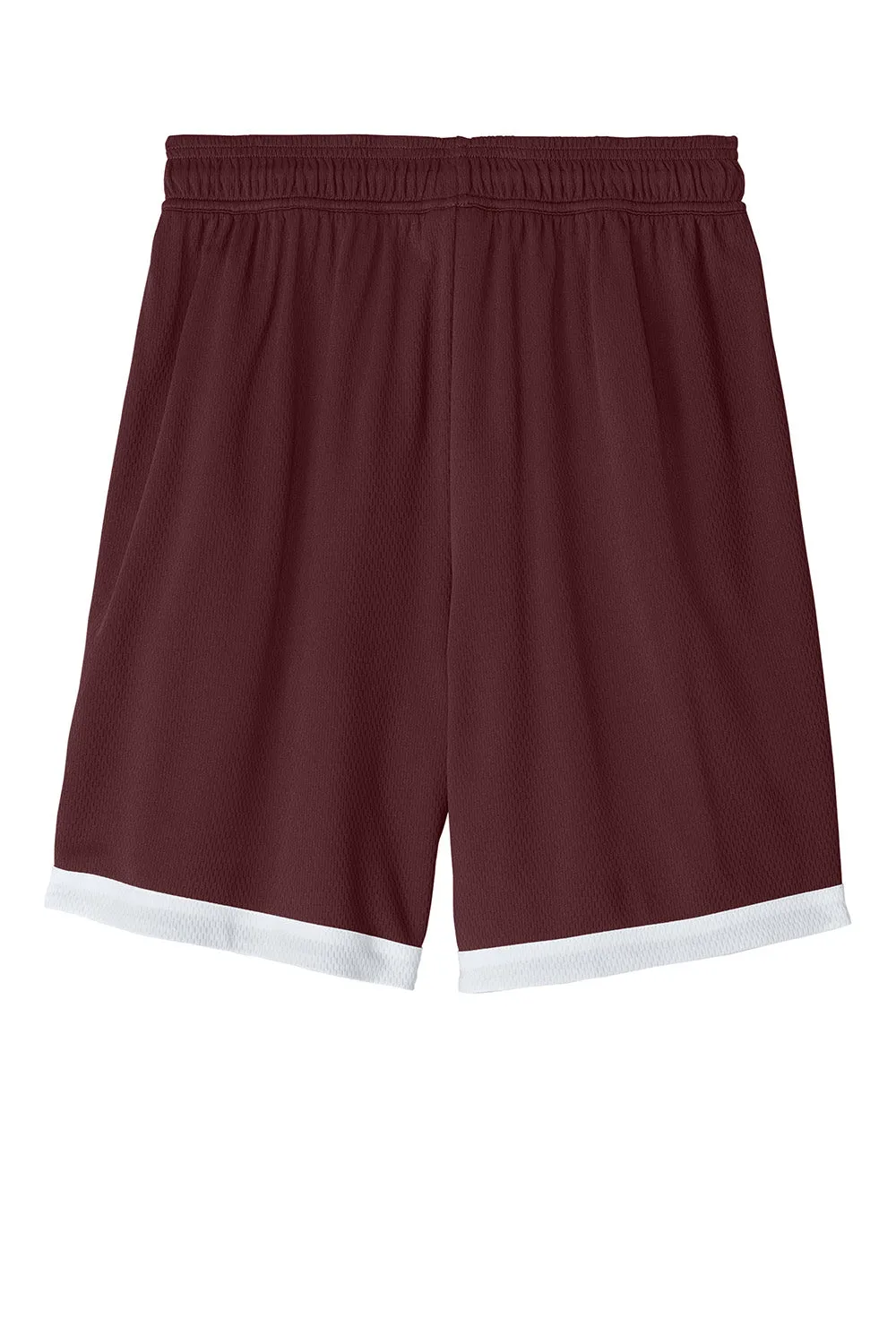 Sport-Tek Mens Rival Moisture Wicking Basketball Shorts - Maroon/White