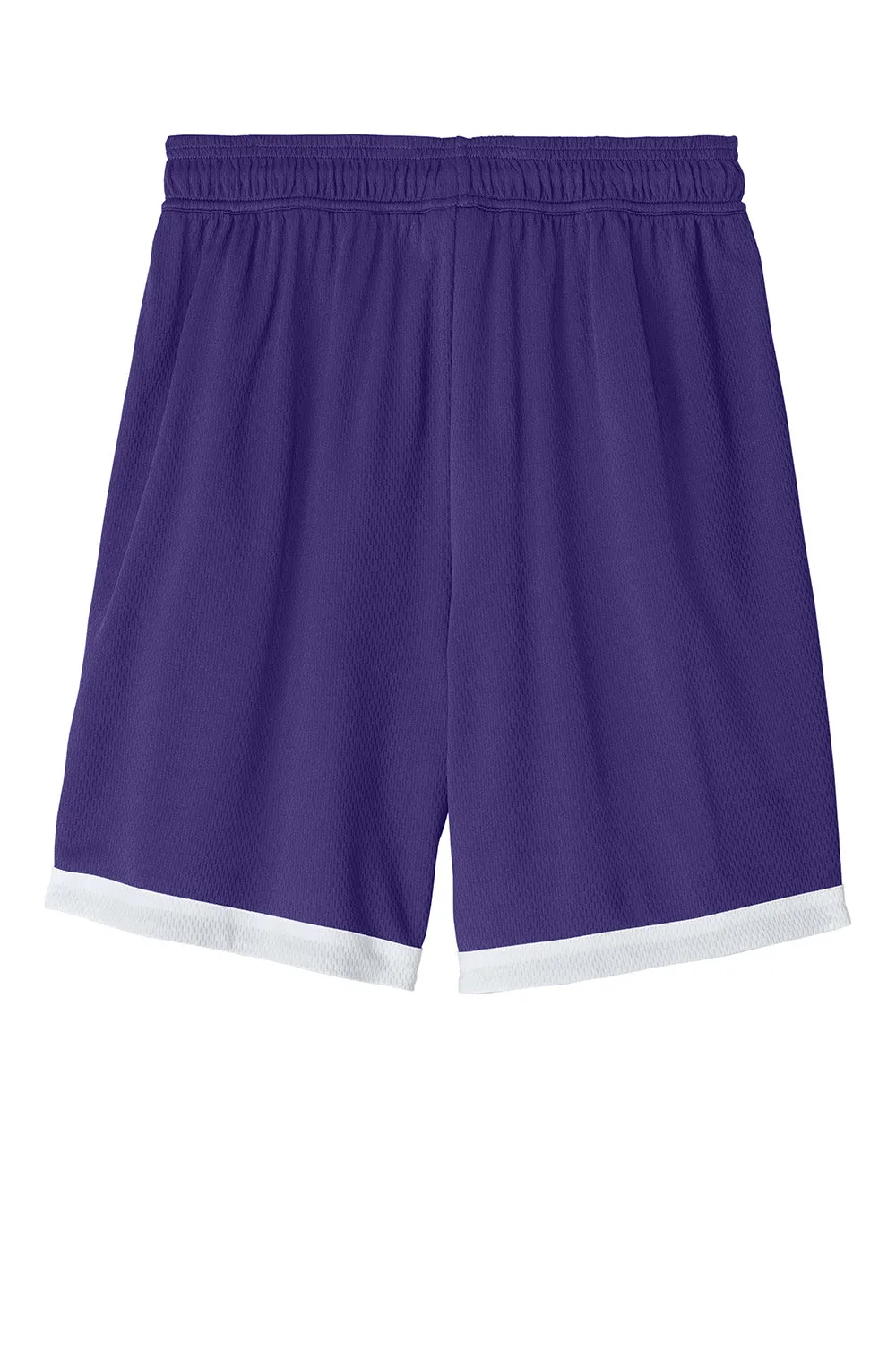 Sport-Tek Mens Rival Moisture Wicking Basketball Shorts - Purple/White