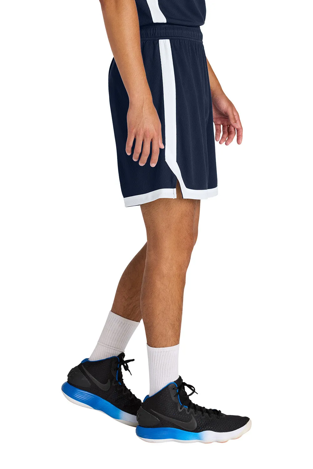 Sport-Tek Mens Rival Moisture Wicking Basketball Shorts - True Navy Blue/White