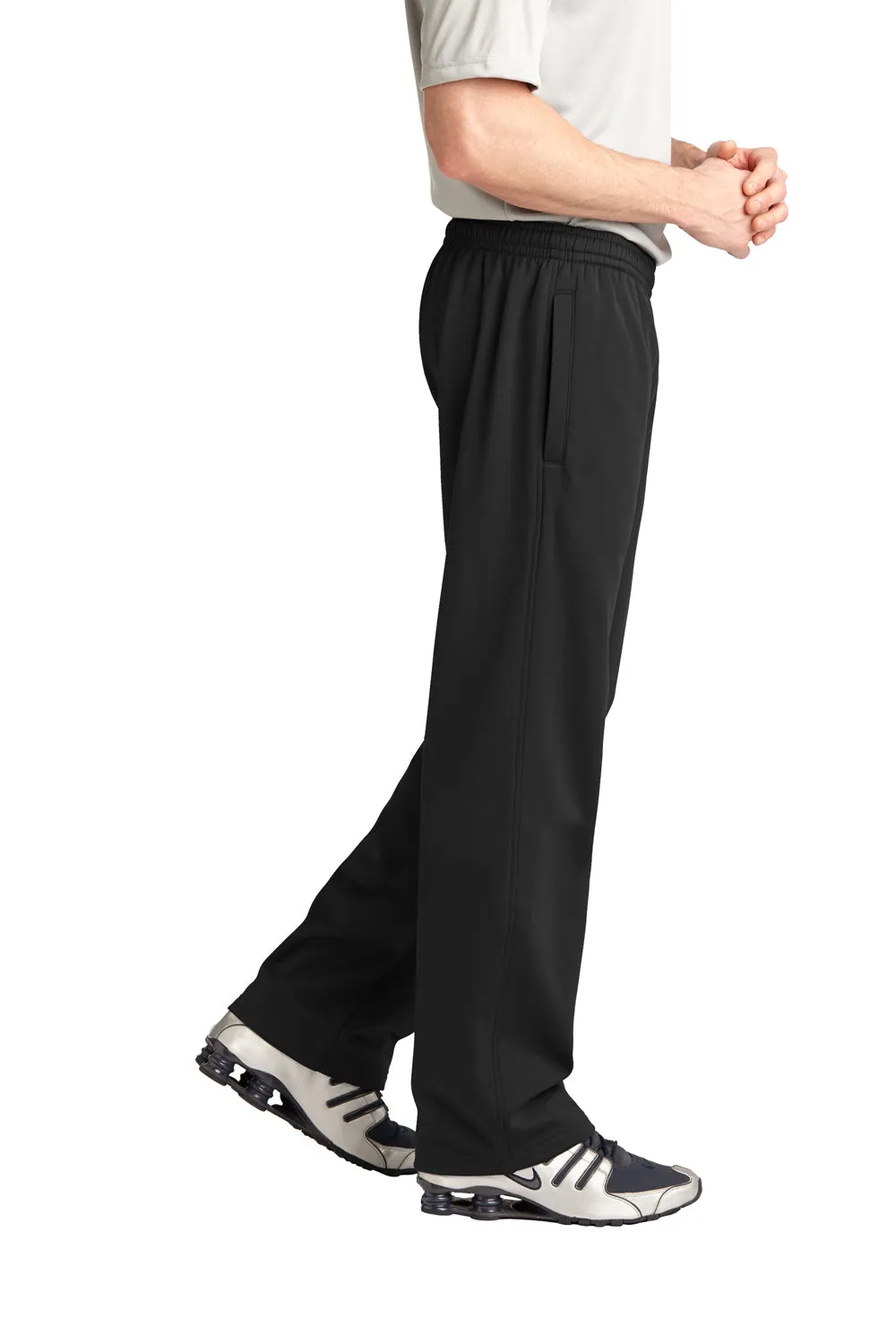 Sport-Tek Mens Sport Wick Moisture Wicking Fleece Sweatpants w/ Pockets - Black