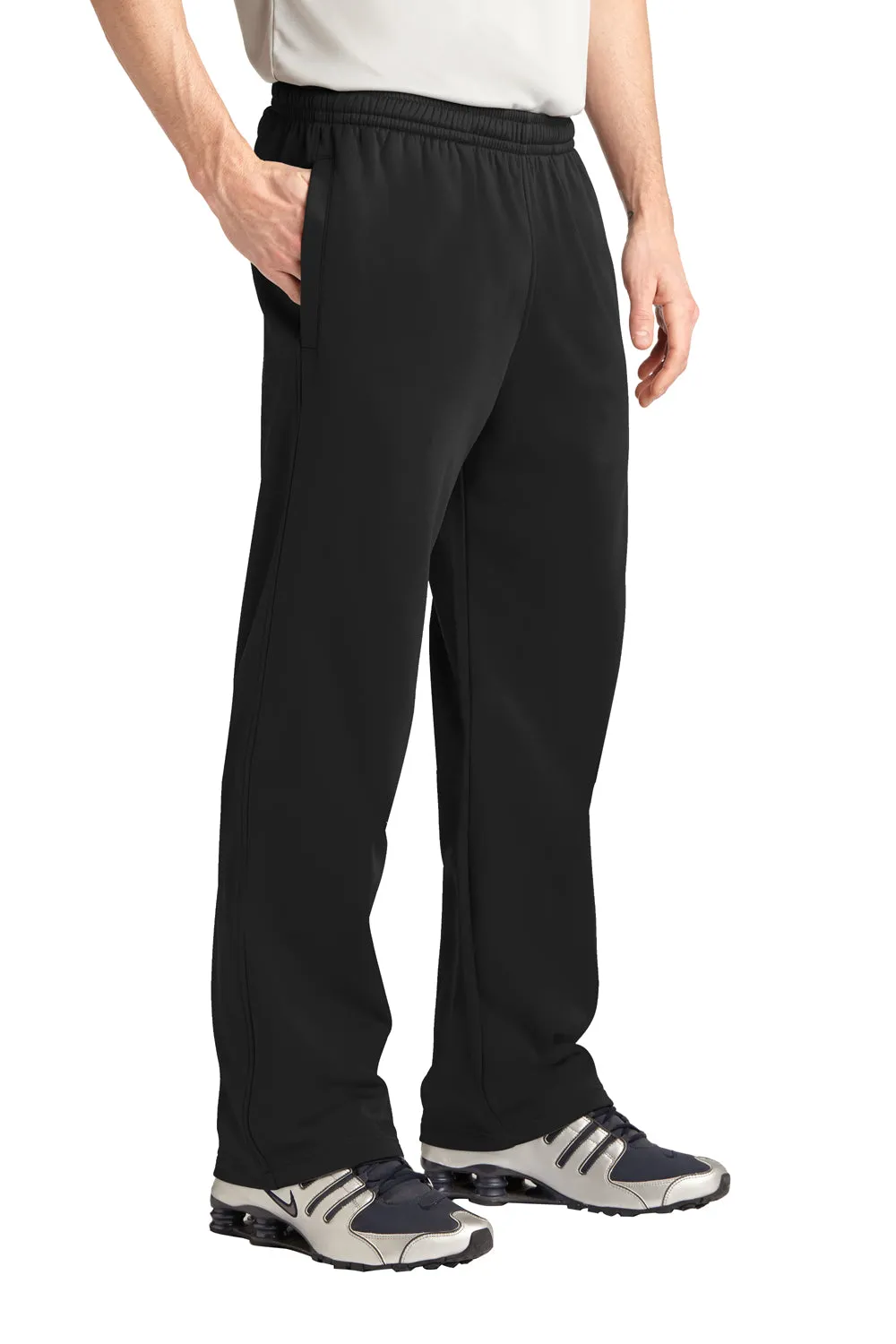Sport-Tek Mens Sport Wick Moisture Wicking Fleece Sweatpants w/ Pockets - Black