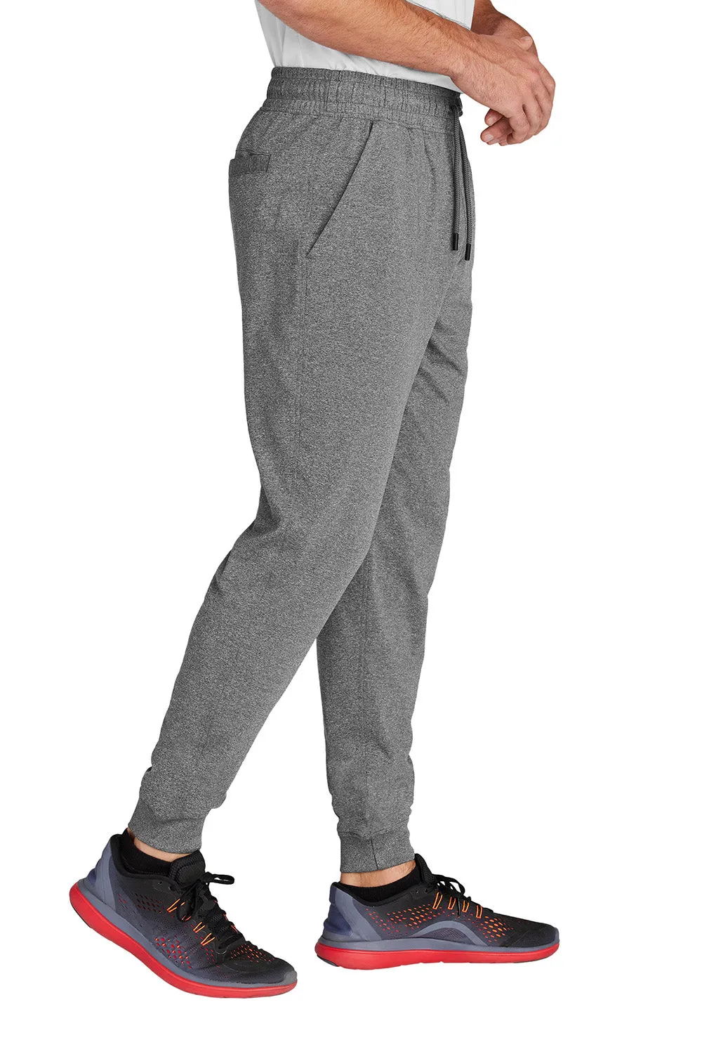 Sport-Tek Mens Sport-Wick Moisture Wicking Jogger Sweatpants w/ Pockets - Heather Charcoal Grey