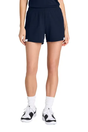 Sport-Tek Womens Club Moisture Wicking Shorts - True Navy Blue/White