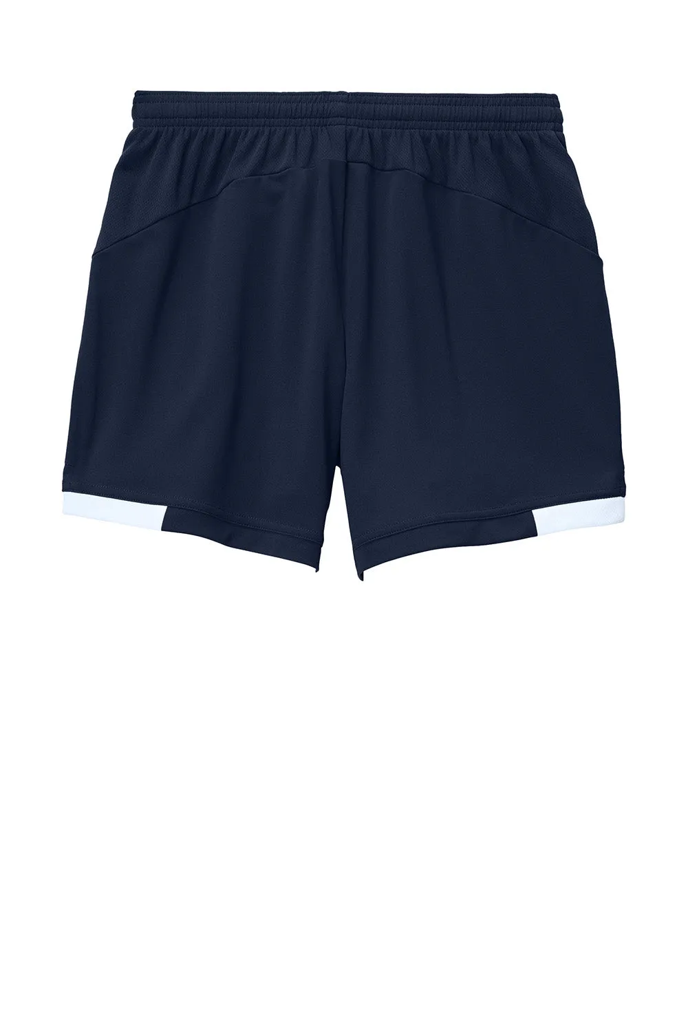 Sport-Tek Womens Club Moisture Wicking Shorts - True Navy Blue/White