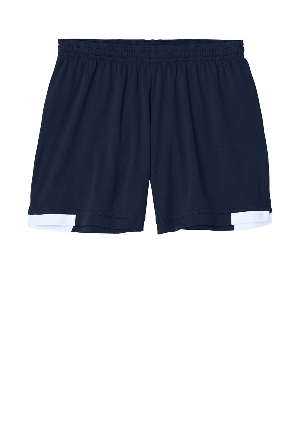 Sport-Tek Womens Club Moisture Wicking Shorts - True Navy Blue/White