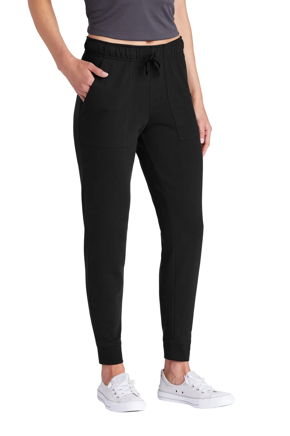 Sport-Tek Womens Moisture Wicking Fleece Jogger Sweatpants w/ Pockets - Black