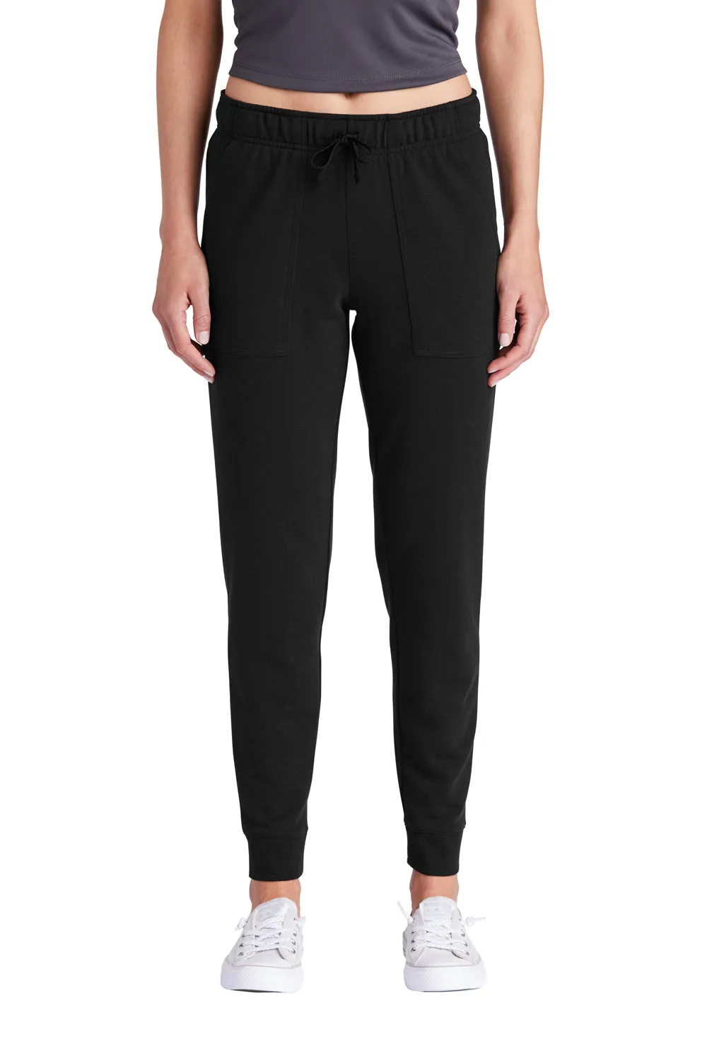Sport-Tek Womens Moisture Wicking Fleece Jogger Sweatpants w/ Pockets - Black