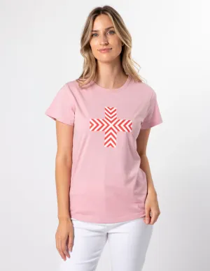 Stella   Gemma T-Shirt Blush Red Chevron Cross