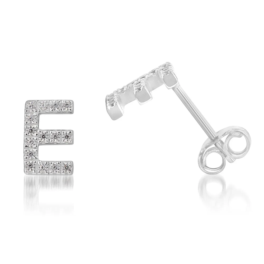 Boucles d'oreilles à clous en argent sterling avec initiale 