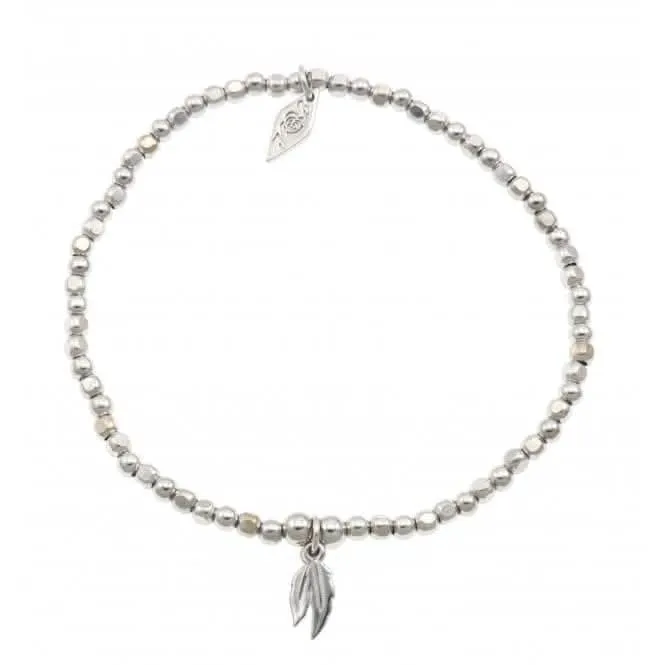 Bracelet en argent sterling plaqué rhodium à perles et double plume ERLB028 Ania Haie Jewellery