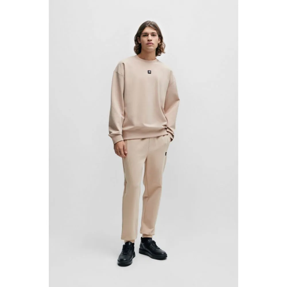 Stretch-cotton tracksuit bottoms with stacked logo