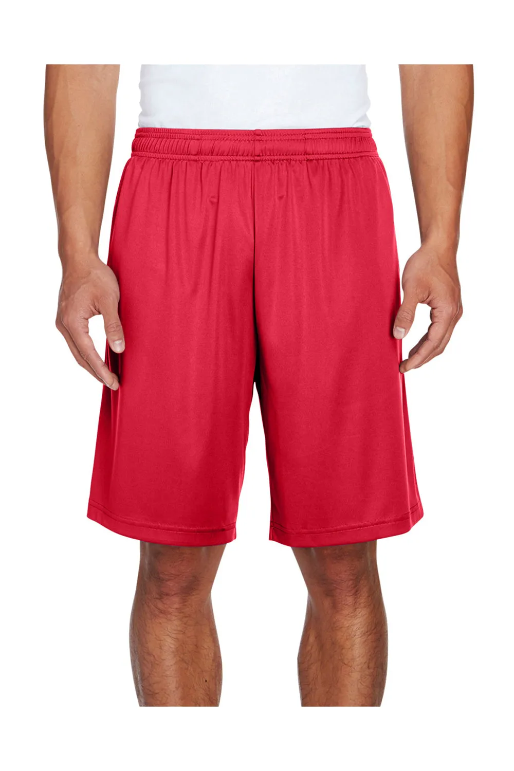 Team 365 Mens Zone Performance Moisture Wicking Shorts w/ Pockets - Red