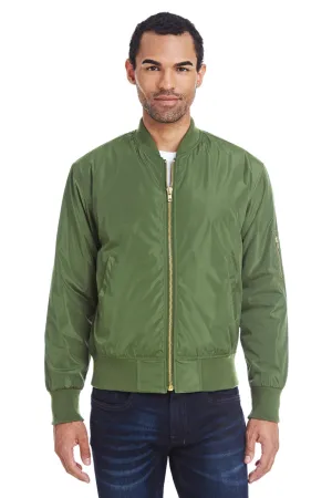 Threadfast Apparel Mens Bomber Full Zip Jacket - Army Green