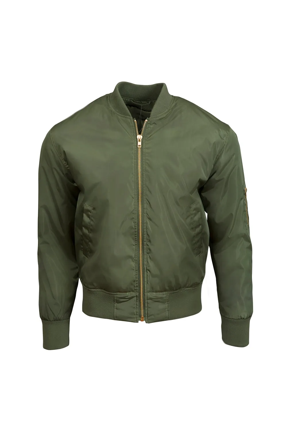 Threadfast Apparel Mens Bomber Full Zip Jacket - Army Green